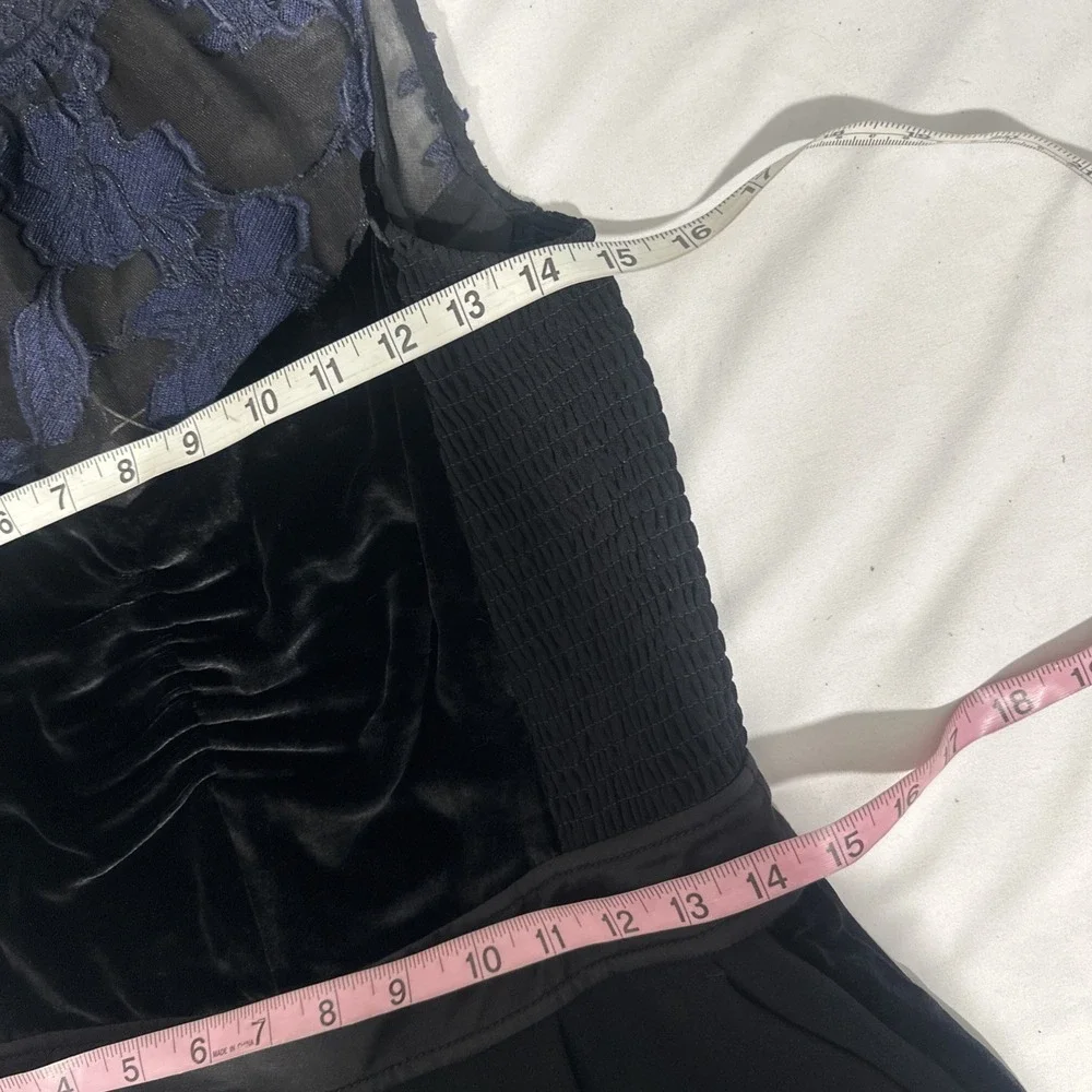NWT$525 Rebecca Taylor [ 6 ] Velvet & Organza Floral Jumpsuit Violet Black Q1260